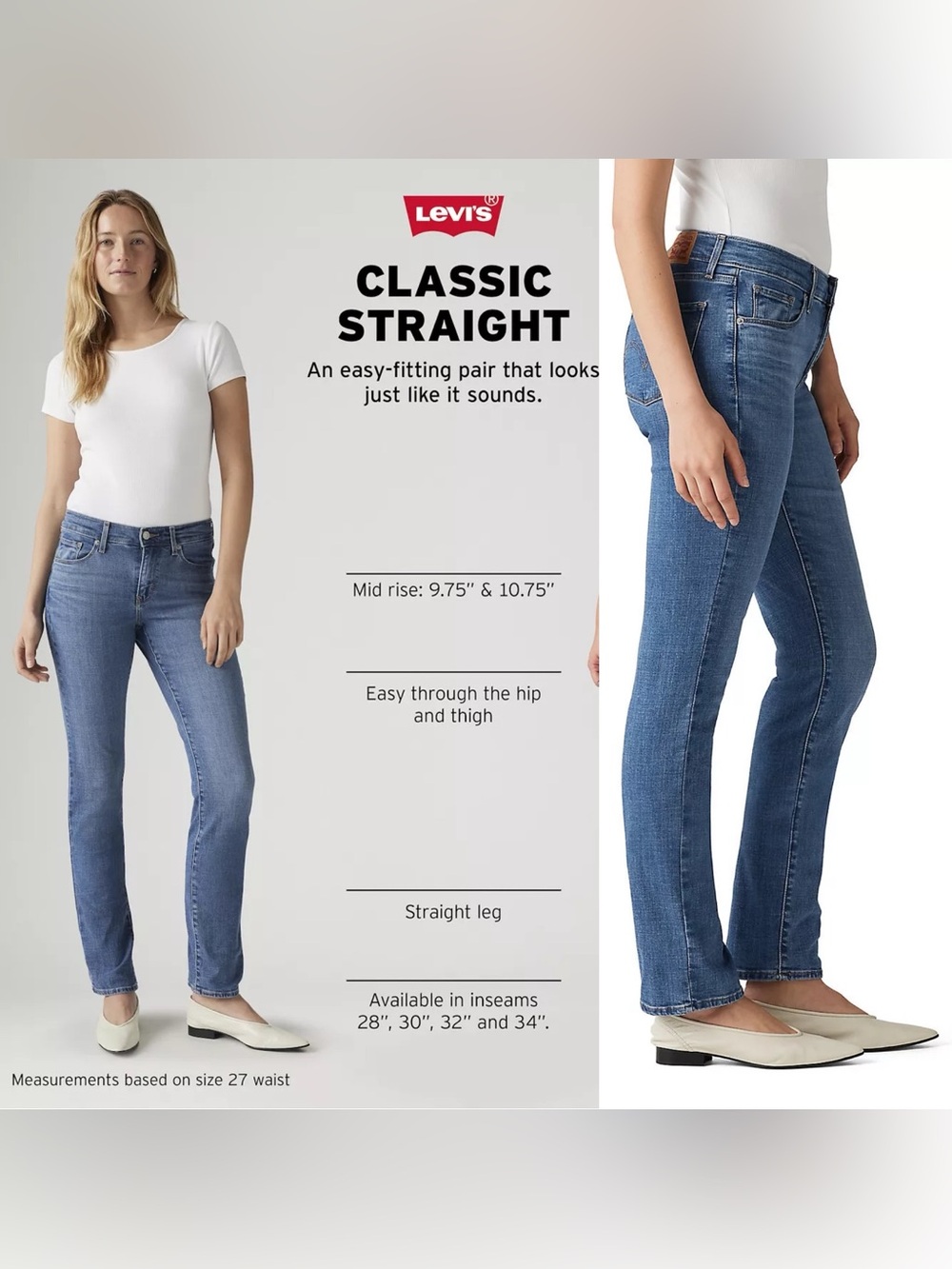 Levi’s Classic Straight 90’s style mom jeans size 27- stretch